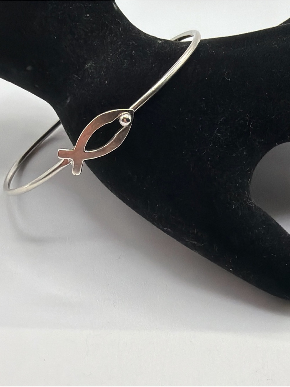 Jesus Fish Bracelet 925 Sterling Silver Hook On Bangle